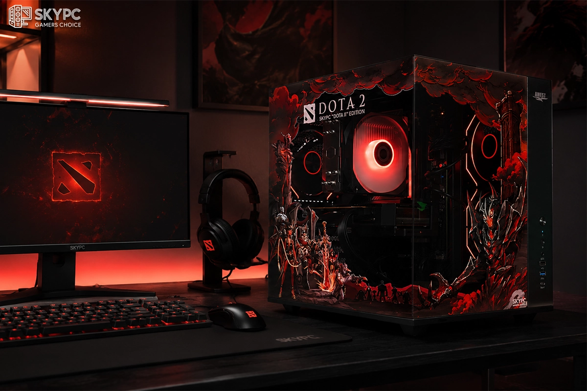 کیس گیمینگ سفارشی Dota 2 با چاپ مستقیم روی شیشه