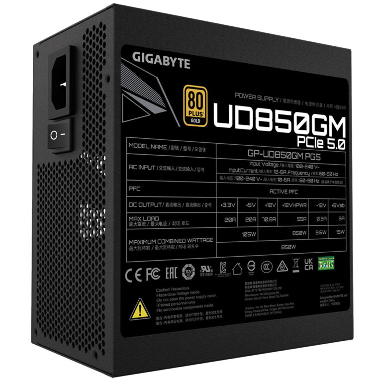پاور کامپیوتر GIGABYTE UD850GM PG5 تمام ماژولار با توان 850 وات و گواهی 80Plus GOLD 