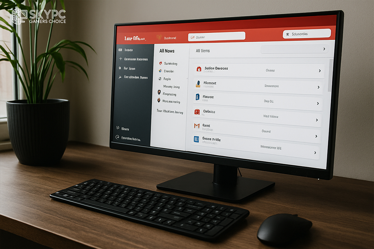 میز کار مدرن با مانیتوری که نرم‌افزار LastPass روی آن باز شده، در کنار کیبورد، ماوس و گلدان سبز، با نور طبیعی از پنجره.